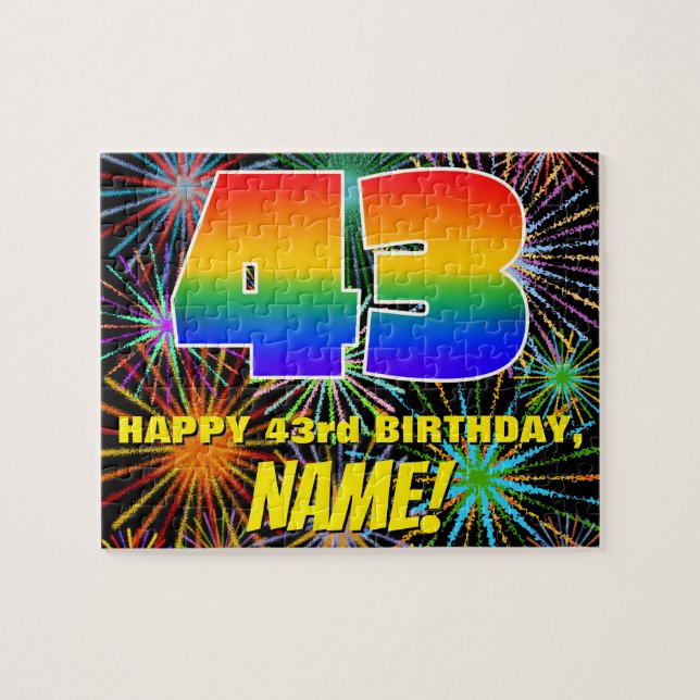 Puzzle 43e anniversaire : Feu d'artifice festif amusant e (Horizontal)