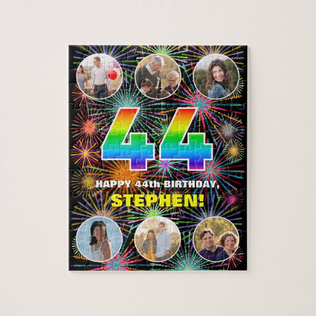 Puzzle 44e anniversaire : Arc en ciel amusant #, Nom pers (Vertical)