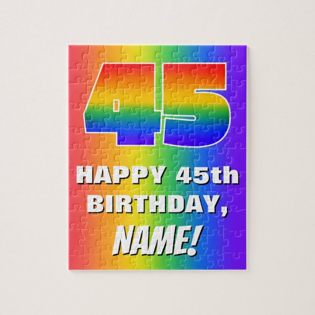 Puzzle 45e anniversaire : coloré, amusant Motif arc-en-ci (Vertical)