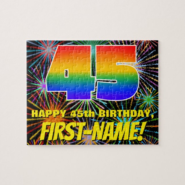 Puzzle 45e anniversaire : Feu d'artifice festif amusant e (Horizontal)