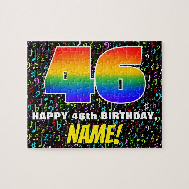 Puzzle 46e anniversaire — Symboles de musique amusants et (Horizontal)