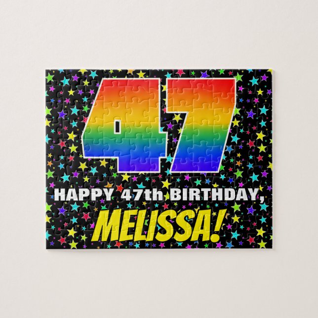 Puzzle 47e anniversaire — Amusant, Motif de terrain étoil (Horizontal)
