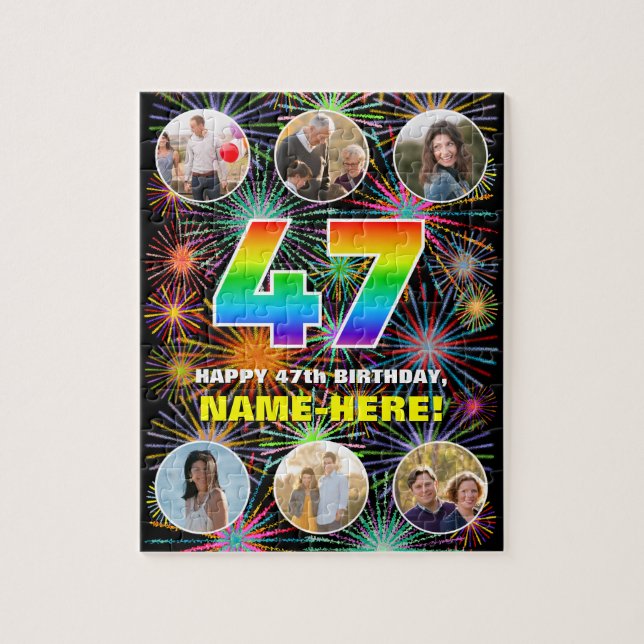 Puzzle 47e anniversaire : Arc en ciel amusant #, Nom pers (Vertical)