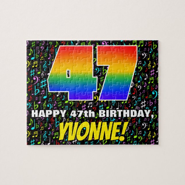 Puzzle 47e Anniversaire — Symboles musicaux amusants et c (Horizontal)