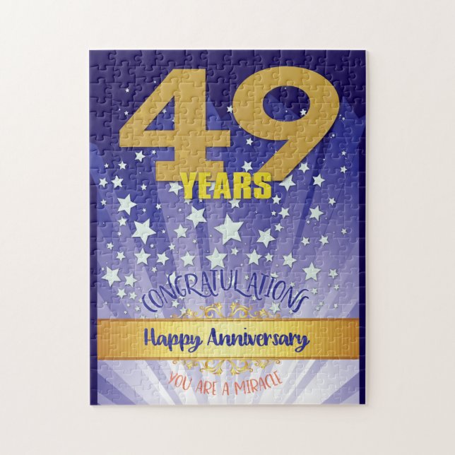 Puzzle 49e anniversaire de rétablissement chiffre gras (Vertical)