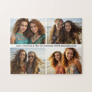 Puzzle 4 Collage de photos horizontales - 1 ligne de text