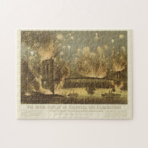 Puzzle 4 juillet feux d'artifice sur le pont Brooklyn