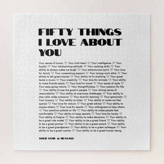 Puzzle 50 choses que nous aimons de vous Saint Valentin C (Vertical)