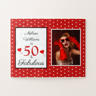 Puzzle 50 et nom fabuleux Photo 50e anniversaire W Red SM
