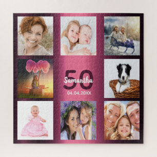 Puzzle 50e anniversaire bourgogne photo collage femme