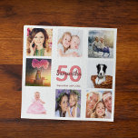 Puzzle 50e anniversaire photo collage femme blanc<br><div class="desc">Un cadeau pour le 50e anniversaire d'une femme,  célébrant sa vie avec un collage de 8 de vos photos. Modèles pour un nom,  50 ans et une date. Date de naissance ou date d'anniversaire. Corail et lettres bordeaux. Fond blanc.</div>