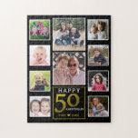 Puzzle 50th Golden Wedding Anniversary 10 Photo Collage<br><div class="desc">Unique photo collage jigsaw puzzle personalized for 50th golden wedding anniversary. Make your parents and family happy with this custom photo collage puzzle.</div>