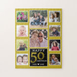 Puzzle 50th Golden Wedding Anniversary 10 Photo Collage<br><div class="desc">Unique photo collage jigsaw puzzle personalized for 50th golden wedding anniversary. Make your parents and family happy with this custom photo collage puzzle.</div>