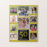 Puzzle 50th Wedding Anniversary 10 Photo Collage<br><div class="desc">Unique photo collage jigsaw puzzle personalized for 50th golden wedding anniversary. Make your parents and family happy with this custom photo collage puzzle.</div>