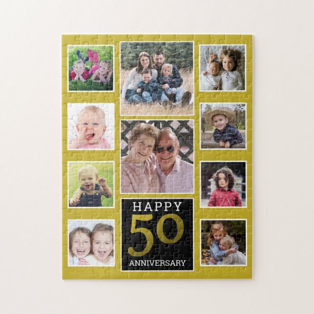 Puzzle 50th Wedding Anniversary 10 Photo Collage (Vertical)