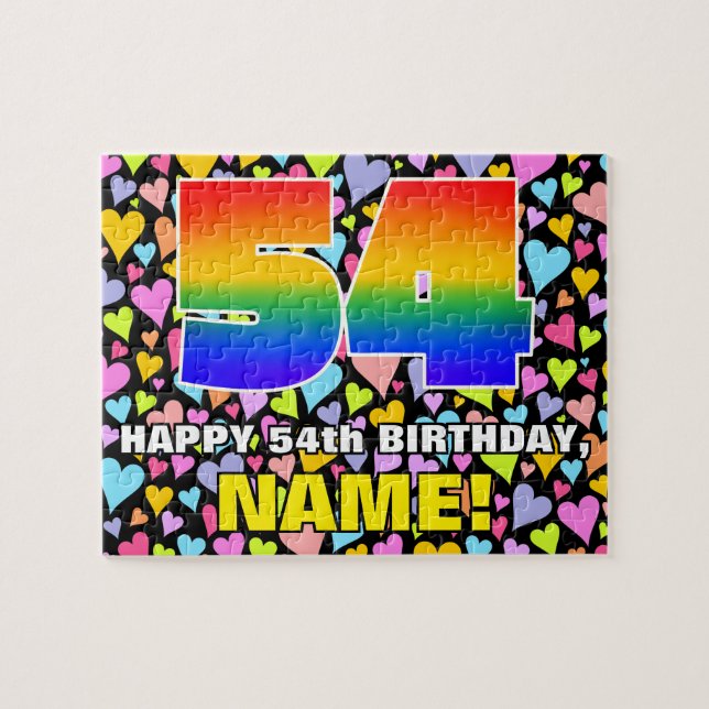 Puzzle 54e Anniversaire — Cœurs en forme amusante et aima (Horizontal)