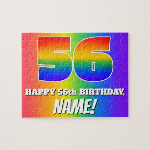 Puzzle 56e anniversaire — Motif Rainbow multicolore "56"