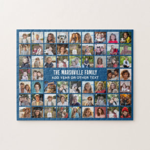 Puzzle 58 Grille de collage de photos avec texte - bleu