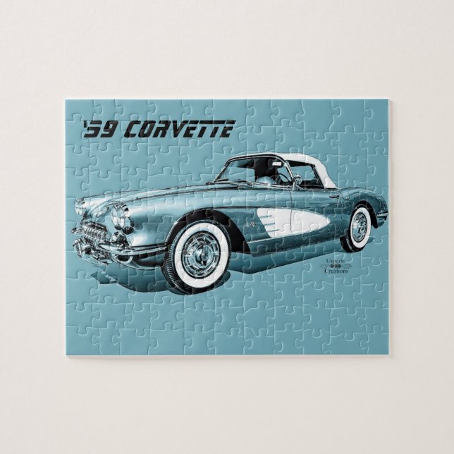 Puzzle 59 Arrière - plan bleu Corvette (Horizontal)
