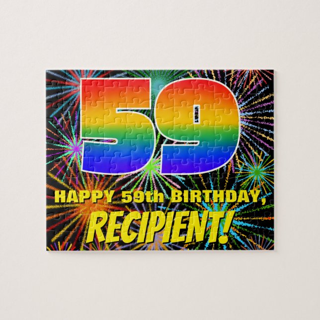 Puzzle 59e anniversaire : Feu d'artifice festif amusant e (Horizontal)