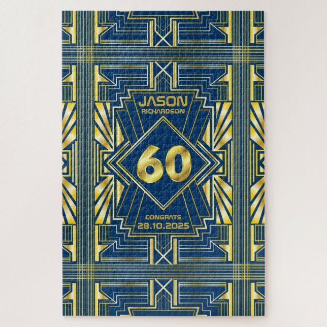 Puzzle 60e anniversaire Art Déco Gold Blue Great Gatsby (Vertical)