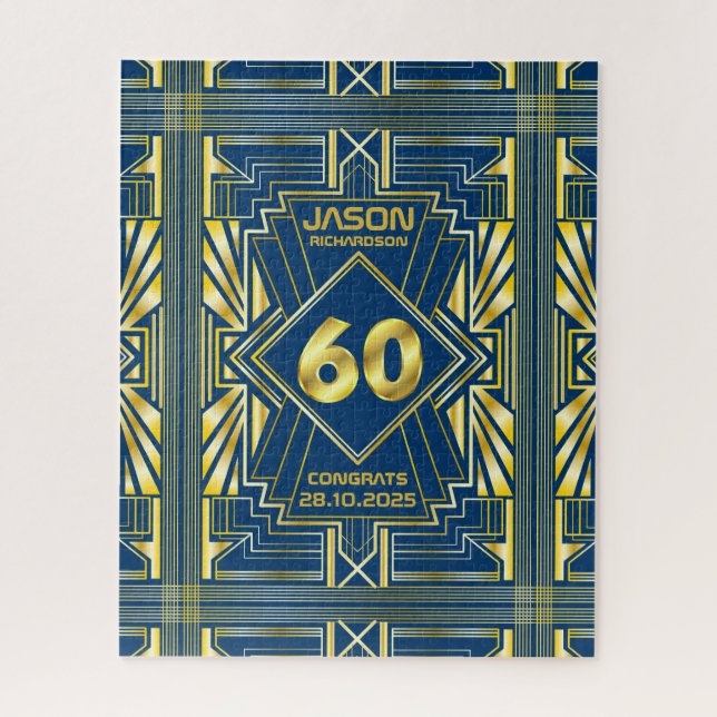 Puzzle 60e anniversaire Art Déco Gold Blue Great Gatsby (Vertical)