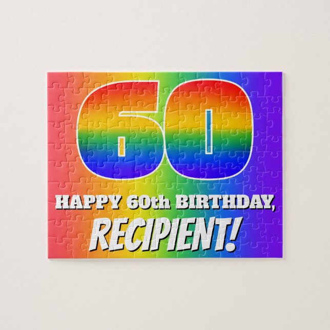 Puzzle 60e anniversaire — Motif Rainbow multicolore "60" (Horizontal)