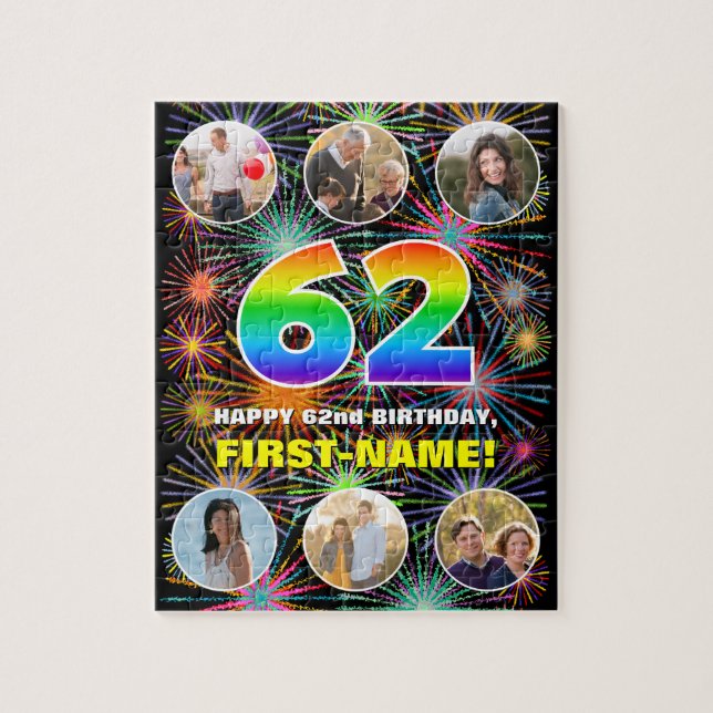 Puzzle 62e anniversaire : Arc en ciel amusant #, Nom pers (Vertical)