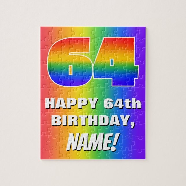 Puzzle 64e anniversaire : Coloré, amusant Motif arc-en-ci (Vertical)