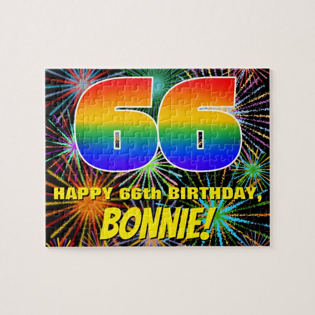Puzzle 66e anniversaire : Feu d'artifice festif amusant e (Horizontal)