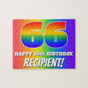 Puzzle 66e anniversaire — Motif Rainbow multicolore "66"