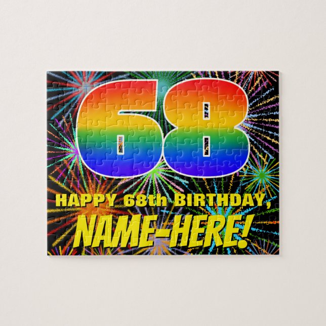 Puzzle 68e anniversaire : Feu d'artifice festif amusant e (Horizontal)