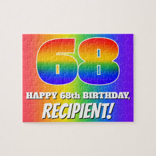 Puzzle 68e anniversaire — Motif Rainbow multicolore "68"