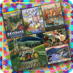 PUZZLE - 6 Affiches de voyage vintage dans le mond