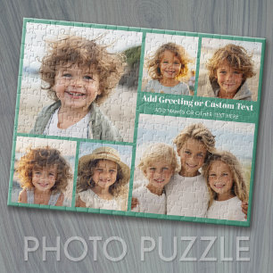Puzzle 6 Collage de photos avec texte -- Moderne, Vert mi