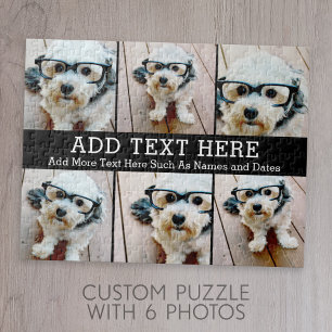 Puzzle 6 Collage photo 2 lignes de texte — CAN Edit Black