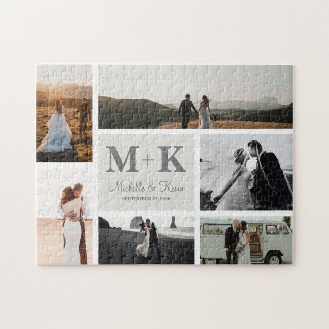 Puzzle 6 Photo Mariage Collage Newlyweds Keepsaké (Horizontal)