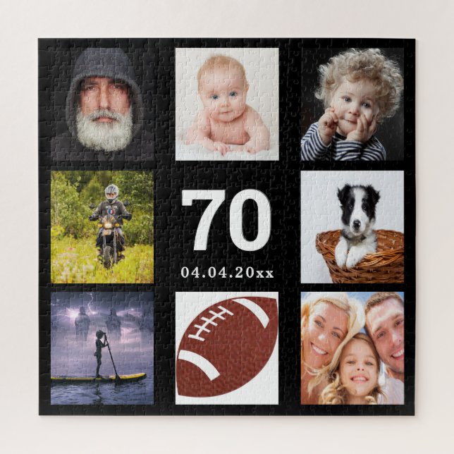 Puzzle 70e anniversaire 70 photo collage homme homme noir (Vertical)