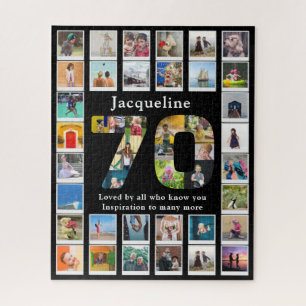 Puzzle 70e anniversaire famille Modèle photo noir