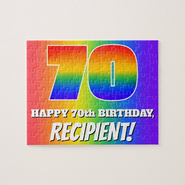 Puzzle 70e anniversaire — Motif Rainbow multicolore "70" (Horizontal)