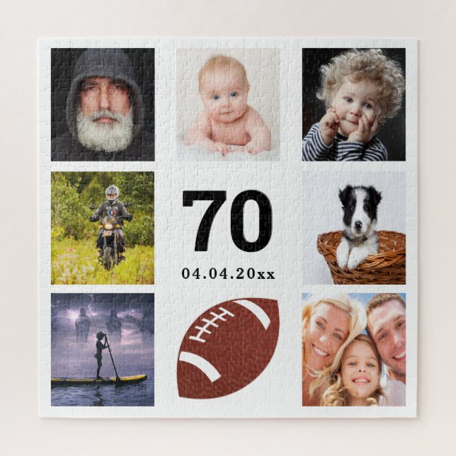 Puzzle 70e anniversaire photo collage homme homme blanc (Vertical)