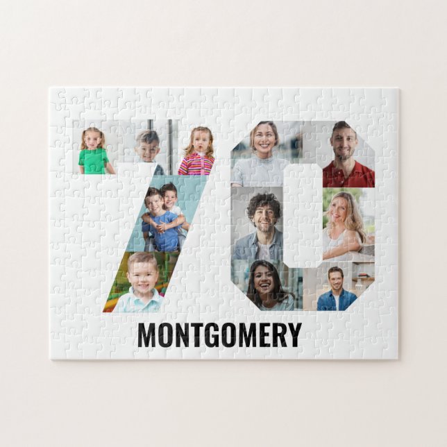 Puzzle 70th Birthday Number 70 Photo Collage 11 Photo (Horizontal)