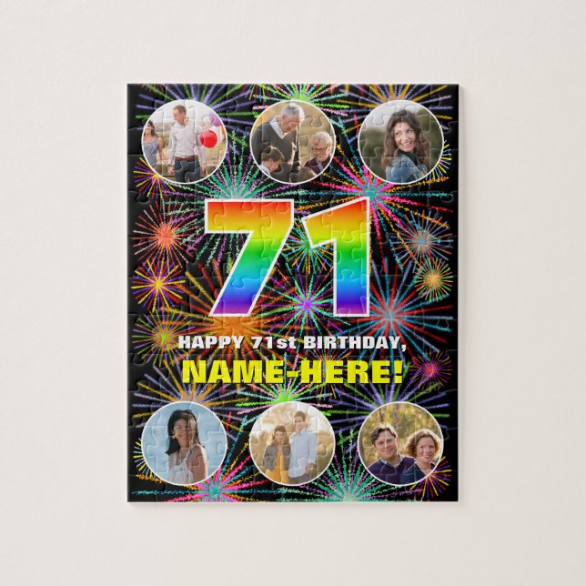 Puzzle 71e anniversaire : Arc en ciel amusant #, Nom pers (Vertical)