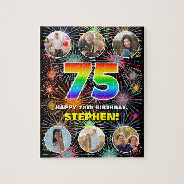 Puzzle 75e anniversaire : Arc en ciel amusant #, Nom pers (Vertical)
