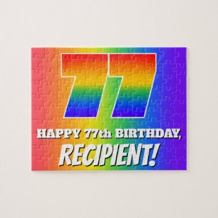 Puzzle 77e anniversaire — Motif Rainbow multicolore "77"