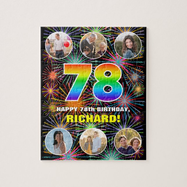 Puzzle 78e anniversaire : Arc en ciel amusant #, Nom pers (Vertical)