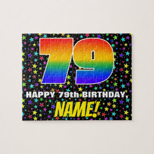 Puzzle 79e anniversaire — Motif de terrain amusant, color