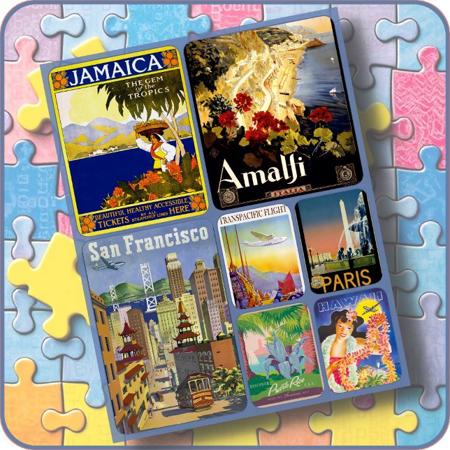 PUZZLE - 7 Collage d'affiches de voyage vintage (Créateur téléchargé)
