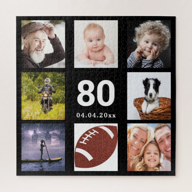 Puzzle 80e anniversaire 80 photo collage homme homme noir (Vertical)