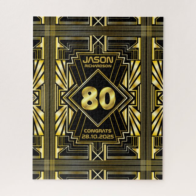 Puzzle 80e anniversaire Art Déco Gold Black Great Gatsby (Vertical)